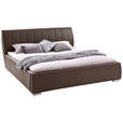 POLSTERBETT Bettkasten, Lattenroste Braun 180/200 cm - Chromfarben/Braun, Design, Holz/Textil (180/200cm) - Xora