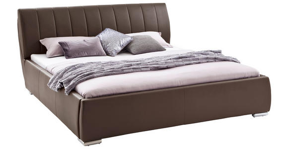 POLSTERBETT Bettkasten, Lattenroste Braun 180/200 cm - Chromfarben/Braun, Design, Holz/Textil (180/200cm) - Xora