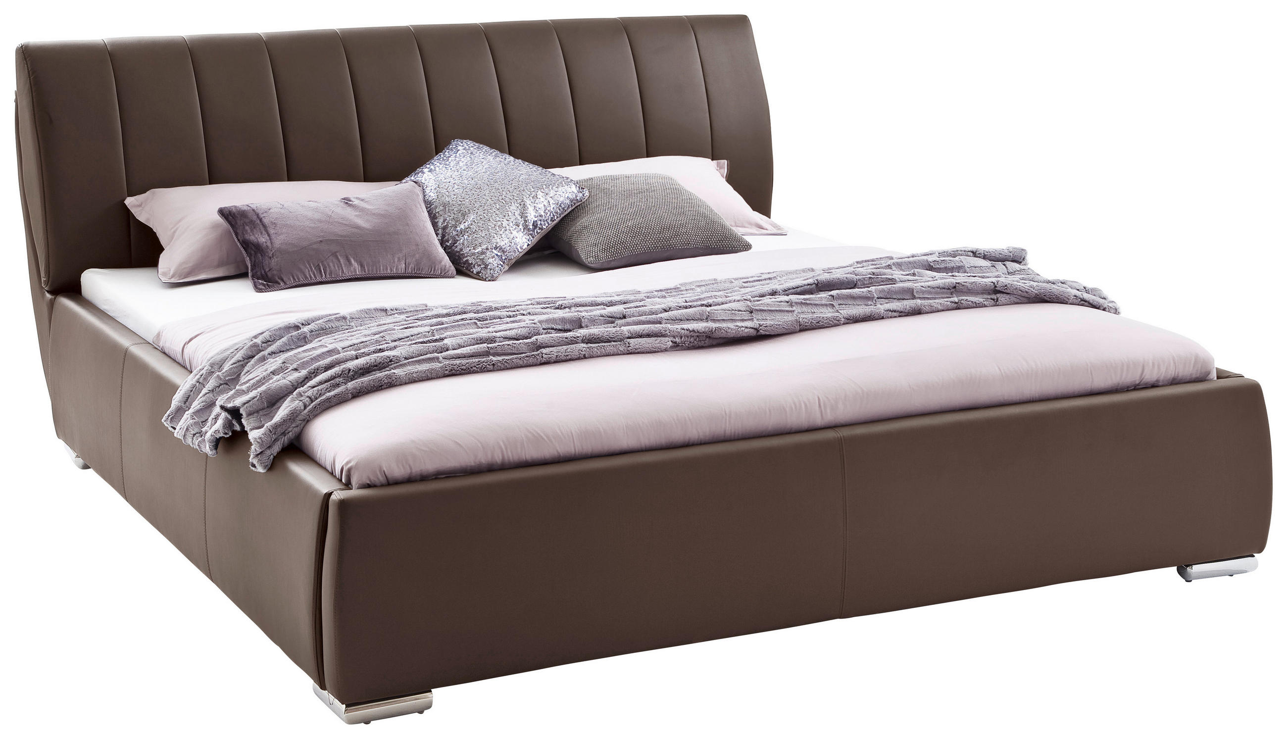 POLSTERBETT 180/200 cm  in Braun  - Chromfarben/Braun, Design, Holz/Textil (180/200cm) - Xora