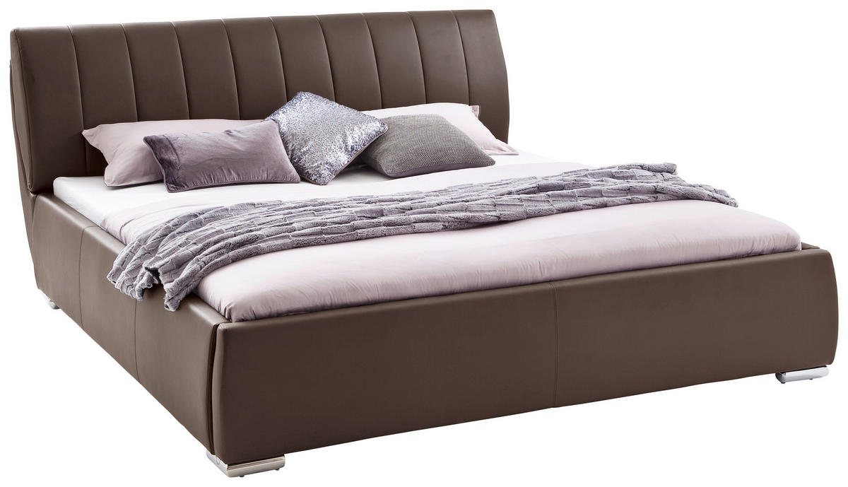 POLSTERBETT 180/200 cm  in Braun  - Chromfarben/Braun, Design, Holz/Textil (180/200cm) - Xora