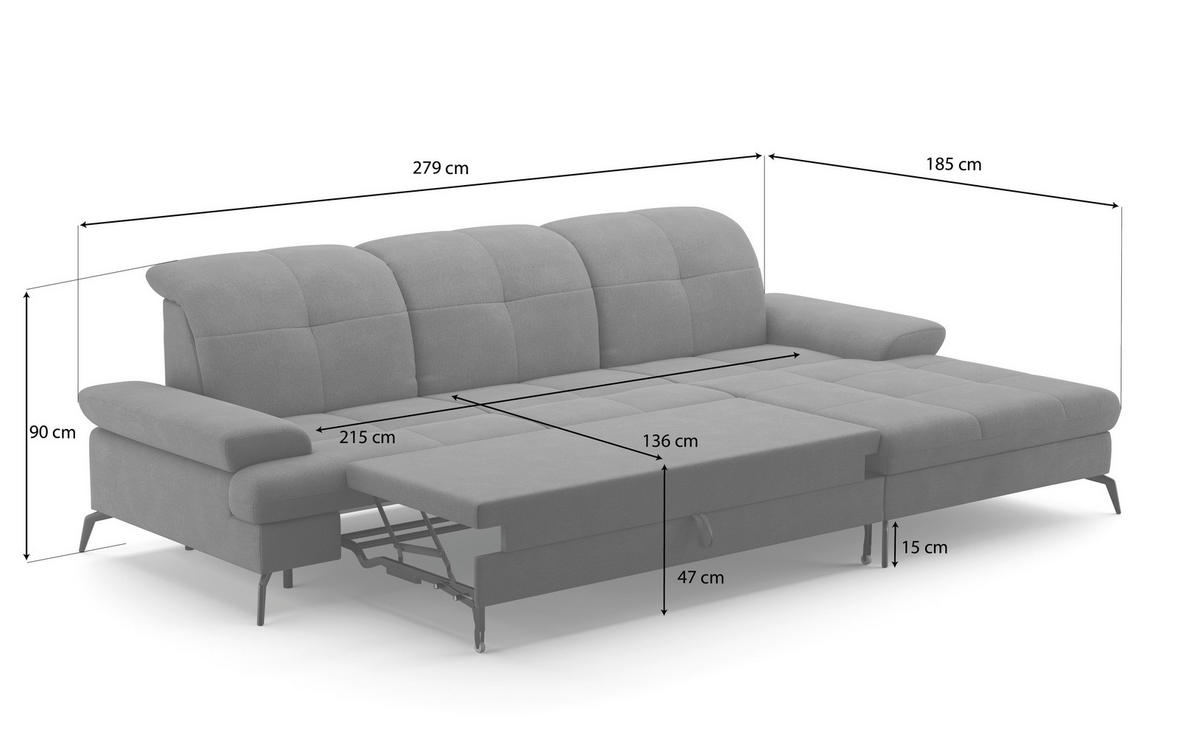 ECKSOFA in Flachgewebe Schlammfarben  - Schlammfarben/Schwarz, Konventionell, Textil/Metall (279/185cm) - Sit & More