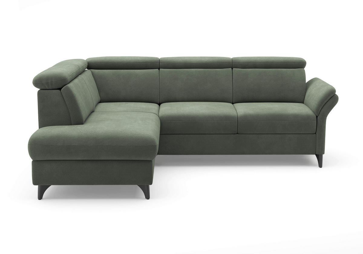 ECKSOFA Flachgewebe Dunkelgrün  - Dunkelgrün/Schwarz, Konventionell, Textil/Metall (193/247cm) - Sit & More