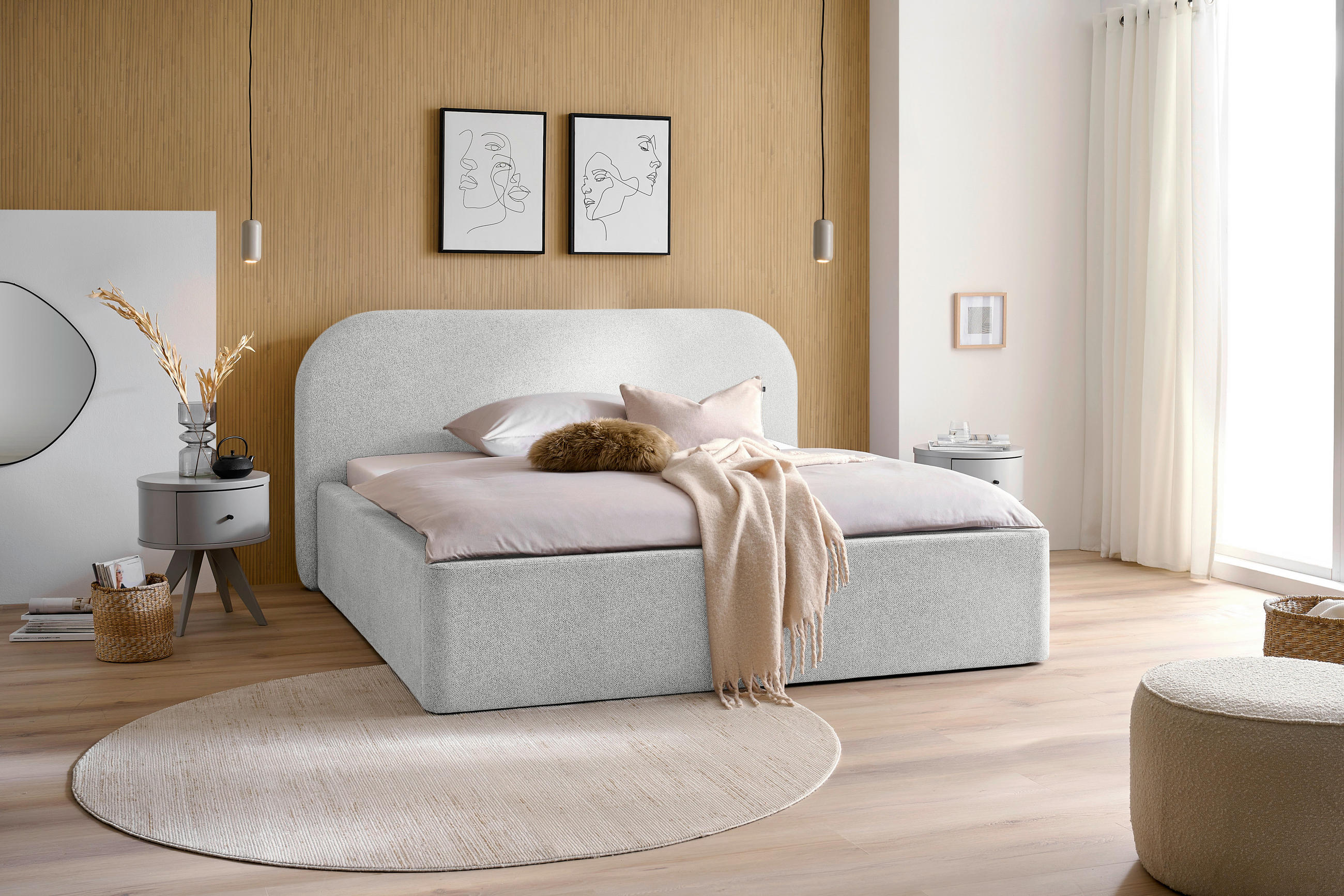 POLSTERBETT 140/200 cm  in Creme  - Creme/Schwarz, Design, Textil (140/200cm) - Boxxx