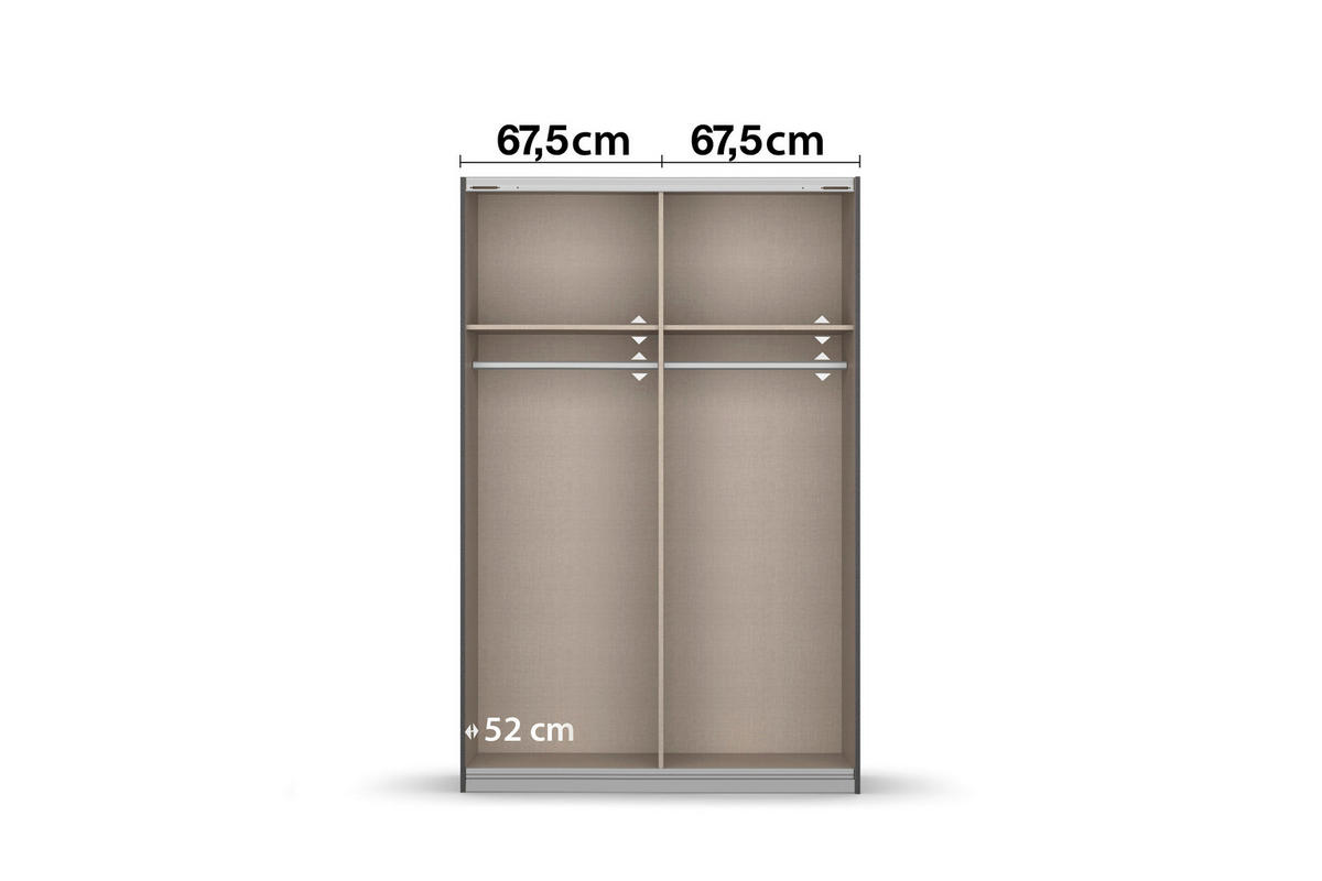 SCHWEBETÜRENSCHRANK in Weiss  - Weiss/Alufarben, Modern, Holzwerkstoff/Metall (136/197/61cm) - Rauch Möbel