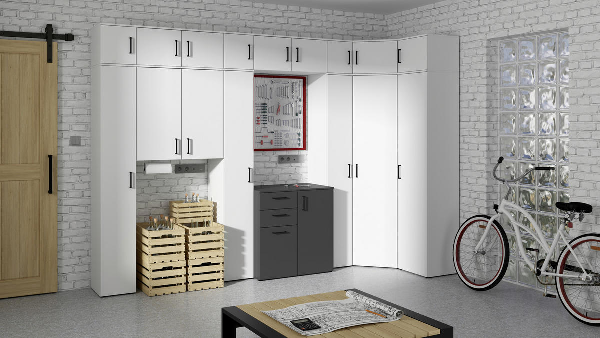 MEHRZWECKSCHRANK 80/195/40 cm  in Weiß  - Anthrazit/Schwarz, MODERN, Holzwerkstoff/Kunststoff (80/195/40cm) - Carryhome