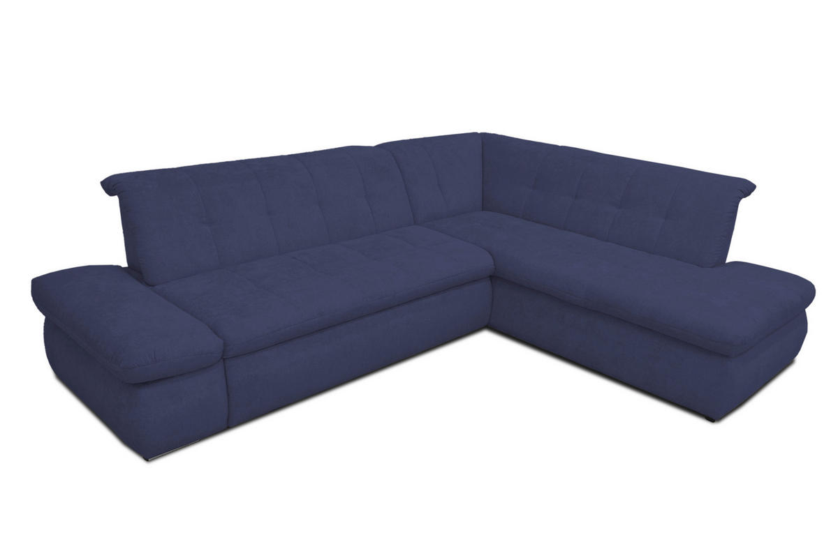 ECKSOFA in Mikrofaser Dunkelblau  273/216 cm  - Chromfarben/Dunkelblau, KONVENTIONELL, Textil/Metall (273/216cm) - MID.YOU