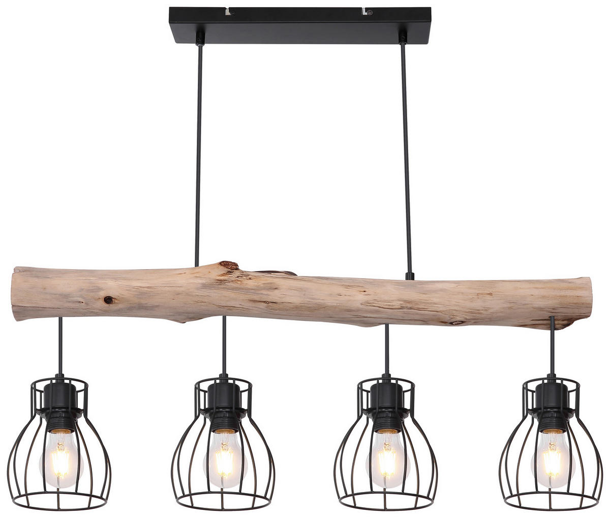 HÄNGLAMPA 82,5/13,6/140 cm  - svart/naturfärgad, Basics, metall/trä (82,5/13,6/140cm) - Globo