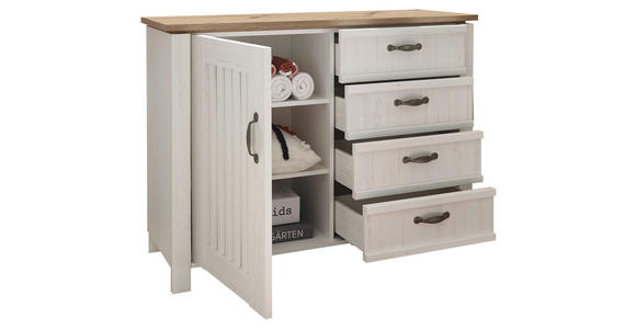 KOMMODE , 117/86/41 cm, 4 Schublade(n)  - Silberfarben/Eiche Artisan, LIFESTYLE, Holzwerkstoff/Metall (117/86/41cm) - Landscape