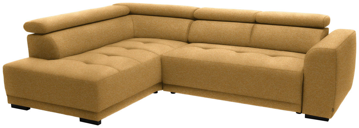 ECKSOFA in Chenille Currygelb  205/284 cm  - Currygelb/Schwarz, Design, Kunststoff/Textil (205/284cm) - Xora