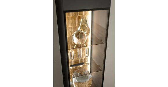 VITRINE  in massiv Eiche Grau, Eichefarben - Eichefarben/Grau, Design, Glas/Holz (45/215/42cm) - Moderano