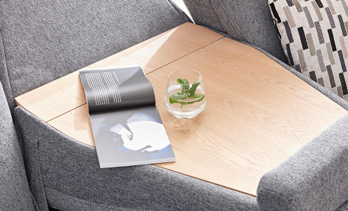 HEIMKINO-SOFA Chenille Grau  - Edelstahlfarben/Grau, KONVENTIONELL, Holz/Textil (221/107/106cm) - Himolla Komfortklass