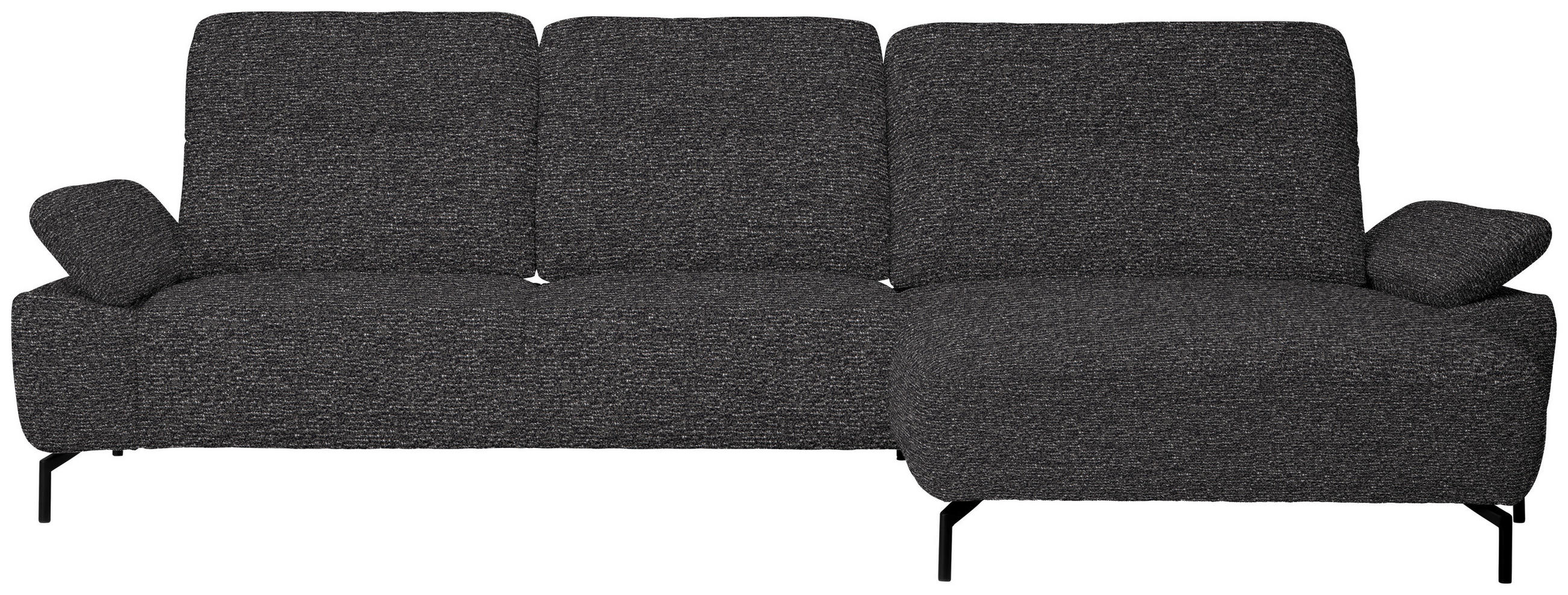 ECKSOFA  in Chenille, Flachgewebe Dunkelgrau  318/165 cm  - Dunkelgrau/Schwarz, Design, Textil/Metall (318/165cm) - Xora