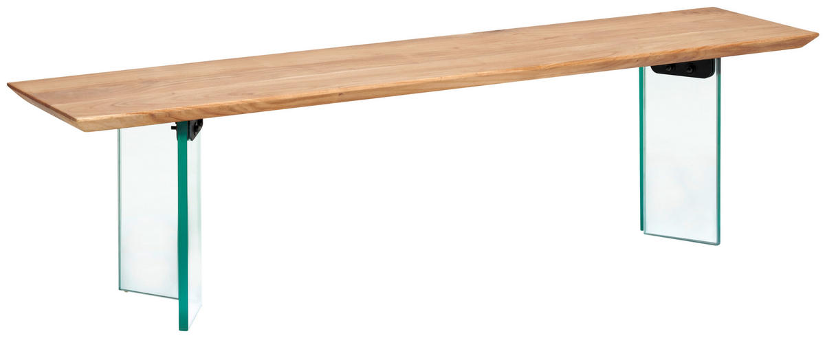 SITZBANK in Holz, Glas Akaziefarben  - Transparent/Akaziefarben, Modern, Glas/Holz (175/45/40cm) - Livetastic