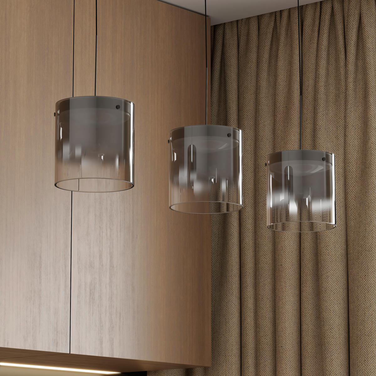 ZÁVESNÉ LED SVIETIDLO, 100/20/180 cm  - čierna, Design, kov/sklo (100/20/180cm) - Dieter Knoll
