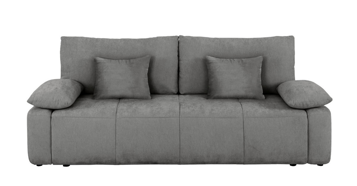 SCHLAFSOFA Grau  inkl. Zierkissen, Rückenkissen  - Schwarz/Grau, Design, Kunststoff/Textil (240/93/108cm) - MID.YOU