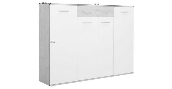 SCHUHSCHRANK 160/120/35 cm - Eichefarben/Silberfarben, Design, Holzwerkstoff/Kunststoff (160/120/35cm) - Xora