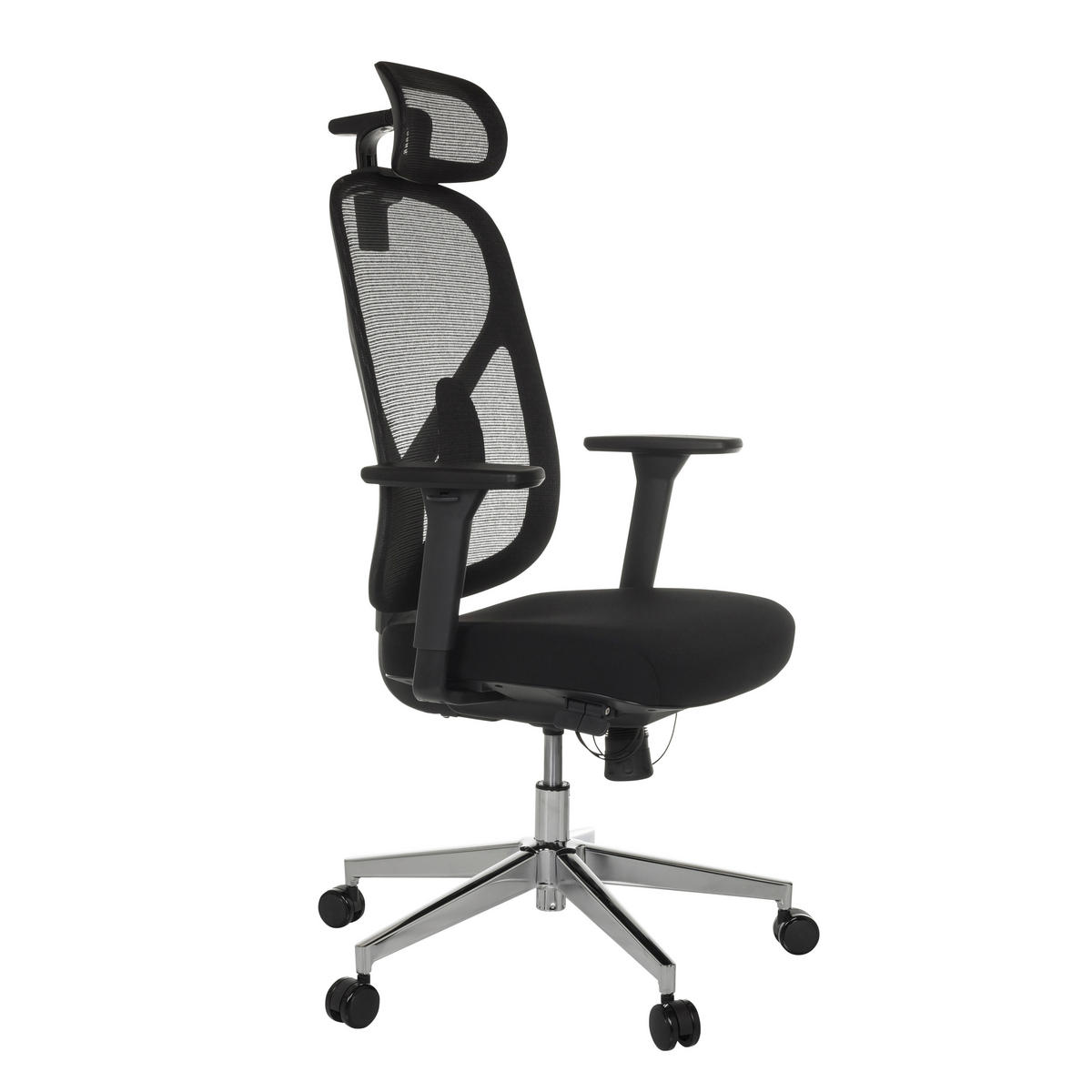 DREHSTUHL Netzbespannung Schwarz  - Silberfarben/Schwarz, MODERN, Kunststoff/Textil (65/115 - 131/71cm) - MID.YOU