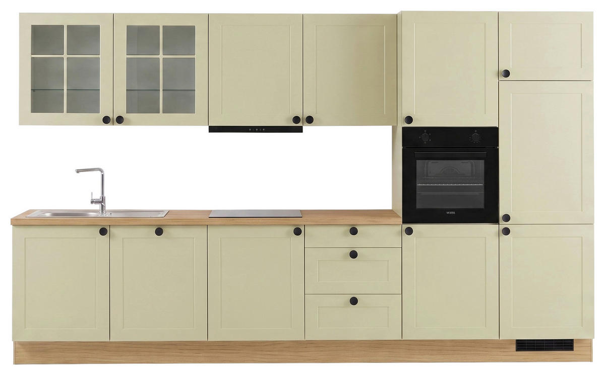 KÜCHENLEERBLOCK 360 cm   Eichefarben, Salbeigrün  - Eichefarben/Salbeigrün, Basics, Holzwerkstoff/Metall (360cm) - Impuls