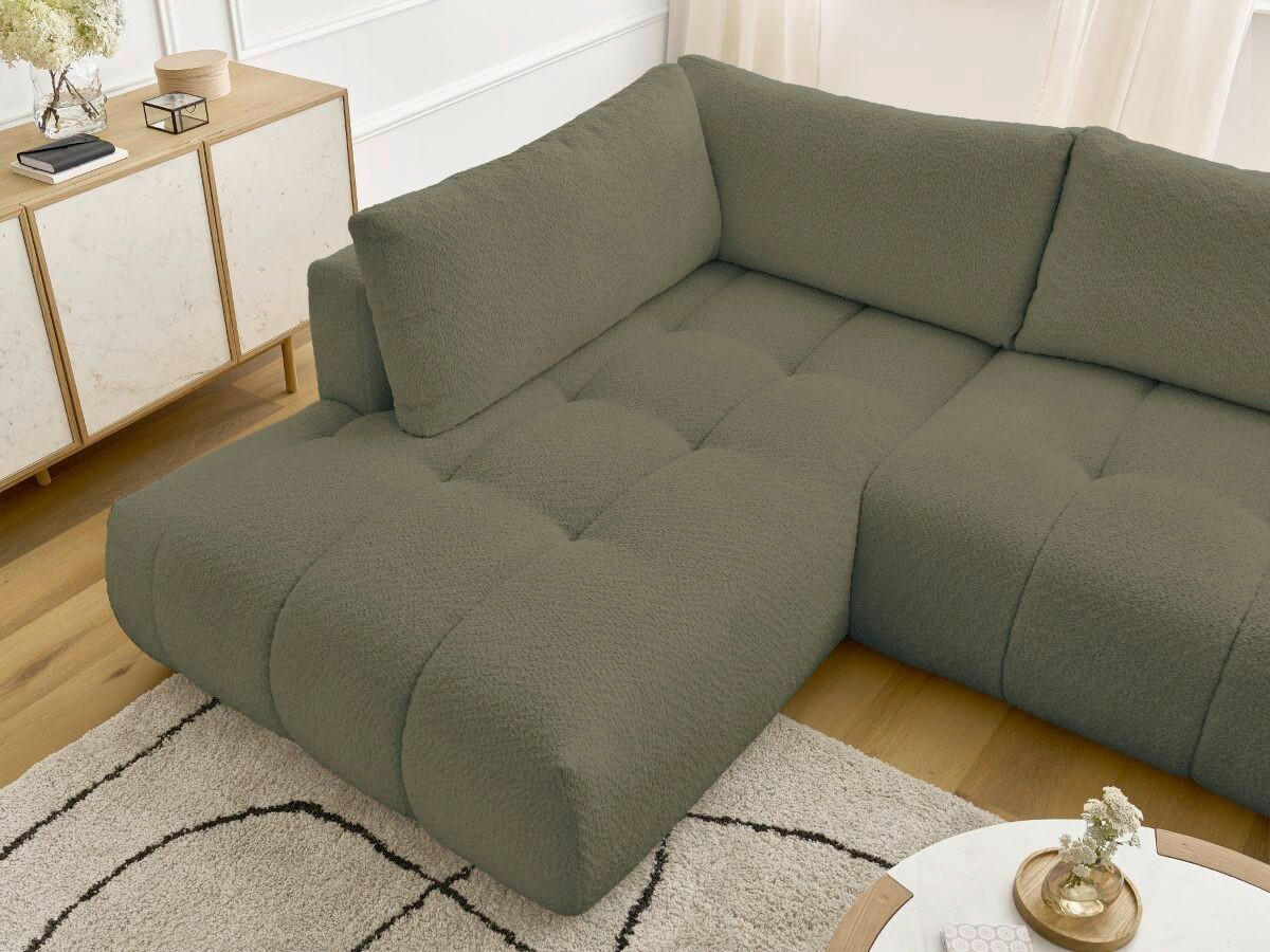 WOHNLANDSCHAFT  FUJI  Grün Bouclé  - Schwarz/Grün, MODERN, Kunststoff/Textil (204/377/160cm)