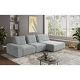 ECKSOFA in Velours Grau  - Schwarz/Grau, Design, Kunststoff/Textil (342/174cm) - Xora