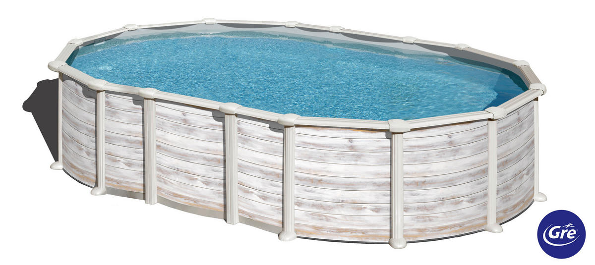 POOL-SET 2024 610/375/132 cm  - Weiß, KONVENTIONELL, Metall (610/375/132cm) - Gre