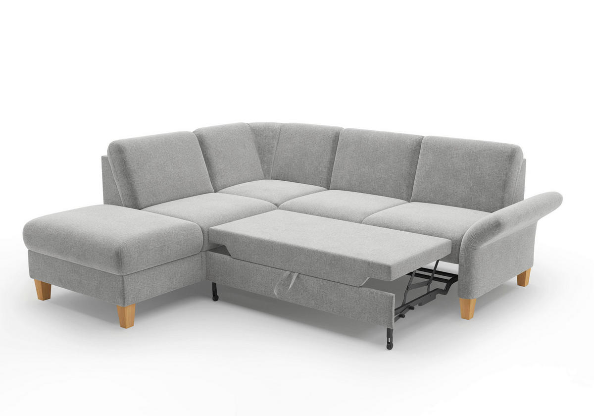 ECKSOFA ROCHELLE E Hellgrau Flachgewebe  - Eichefarben/Hellgrau, KONVENTIONELL, Holz/Textil (216/240cm) - Sit & More