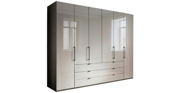 KLEIDERSCHRANK 300/216/58 cm 6-türig  - Schieferfarben/Grau, Design, Glas/Holzwerkstoff (300/216/58cm) - Novel