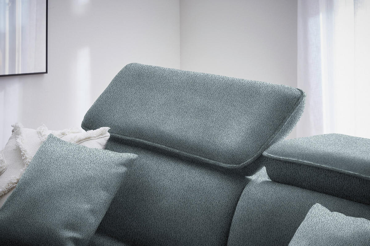 ECKSOFA in Flachgewebe Graublau  - Graublau/Schwarz, Design, Holz/Textil (185/232cm) - Stylife