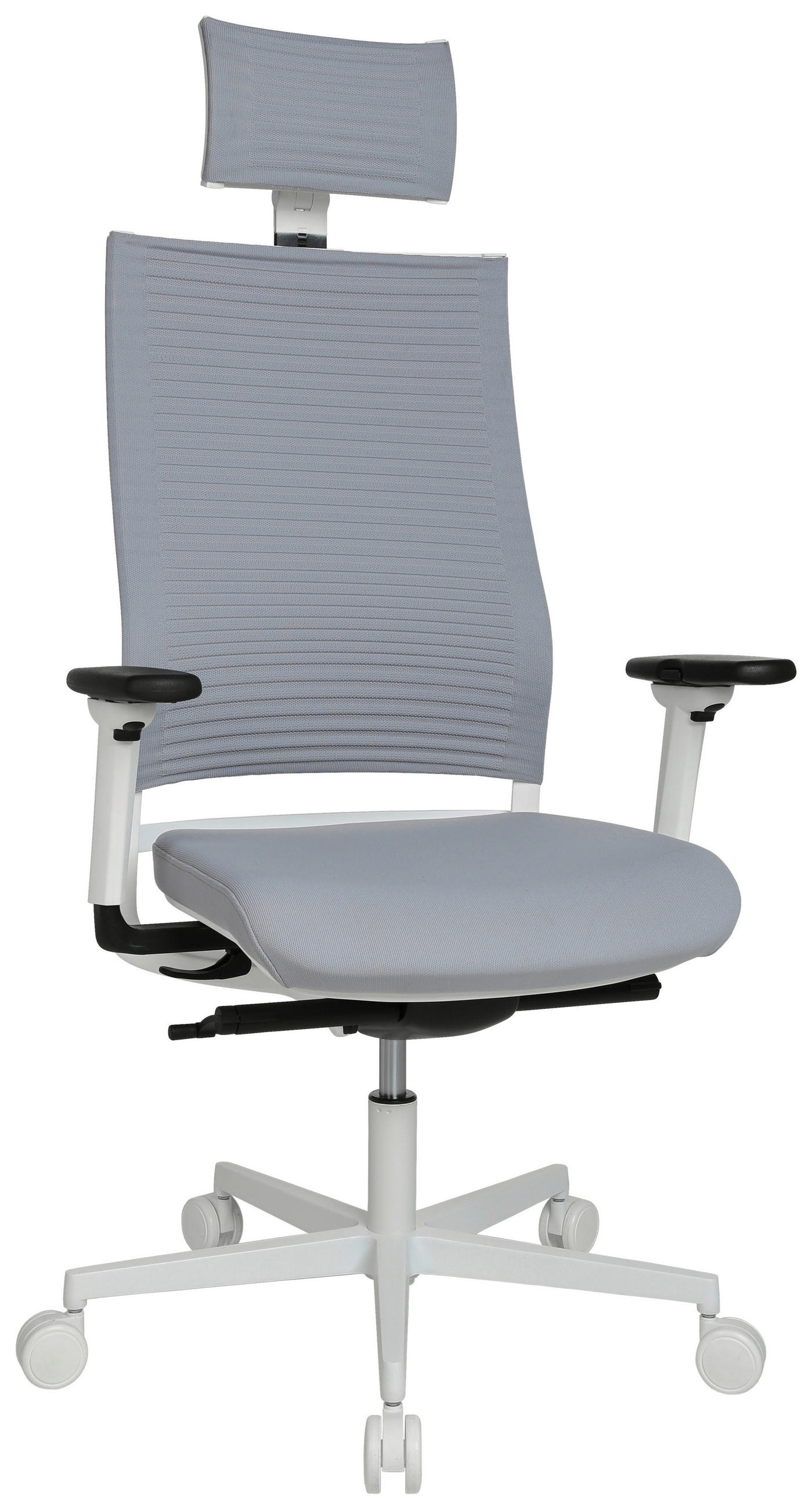 DREHSTUHL  in Flachgewebe Grau, Schwarz, Weiss  - Weiss/Schwarz, Modern, Kunststoff/Textil (48/105-115/48-55cm) - Topstar