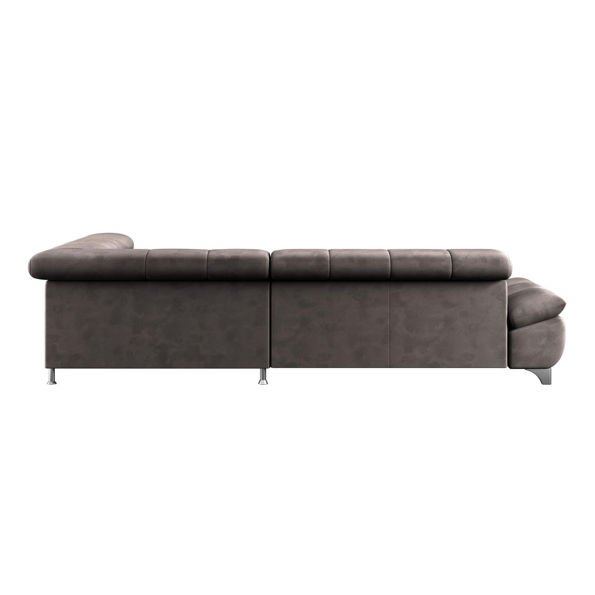 ECKSOFA Graubraun Chenille  - Chromfarben/Graubraun, KONVENTIONELL, Textil/Metall (312/234cm) - Livetastic