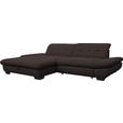 ECKSOFA in Mikrofaser Braun  - Schwarz/Braun, Design, Textil/Metall (198/290cm) - Xora