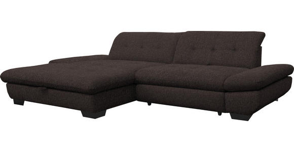 ECKSOFA in Mikrofaser Braun 198/290 cm - Schwarz/Braun, Design, Textil/Metall (198/290cm) - Xora