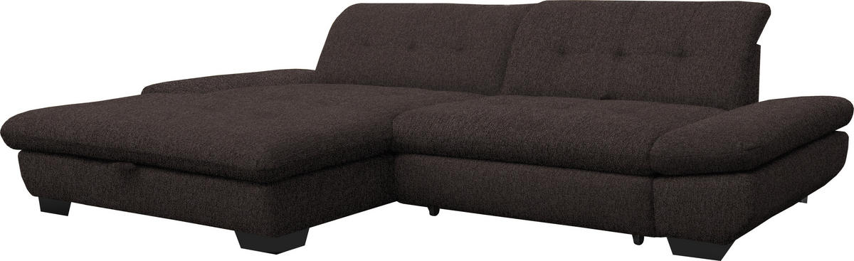 ECKSOFA in Mikrofaser Braun  - Schwarz/Braun, Design, Textil/Metall (198/290cm) - Xora