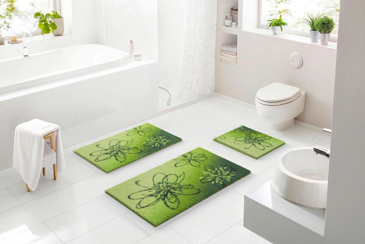 BADEMATTE Grün 60/100 cm  - Grün, KONVENTIONELL, Kunststoff/Textil (60/100cm) - Grund