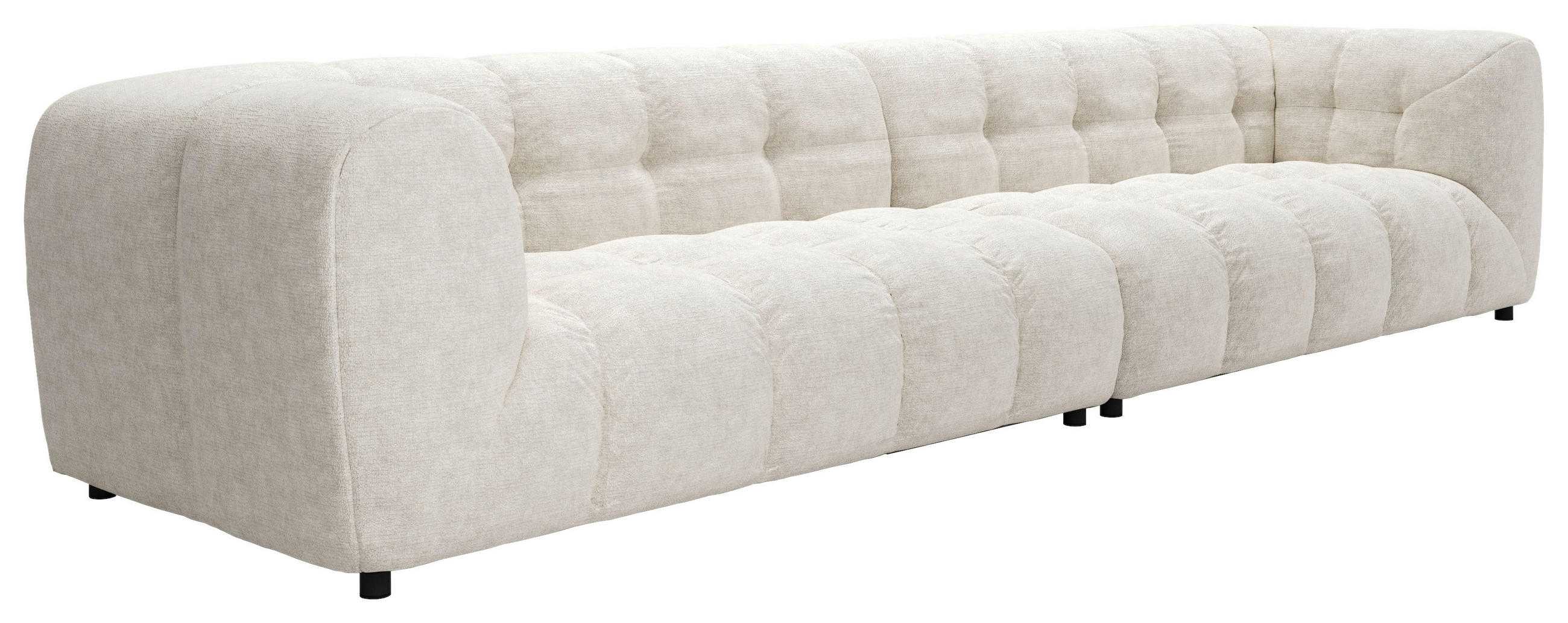 BIGSOFA in Flachgewebe Creme  - Creme/Schwarz, Konventionell, Kunststoff/Textil (406/79/107cm) - Livetastic