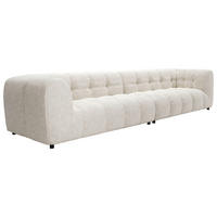 BIGSOFA in Flachgewebe Creme  - Creme/Schwarz, Konventionell, Kunststoff/Textil (406/79/107cm) - Livetastic
