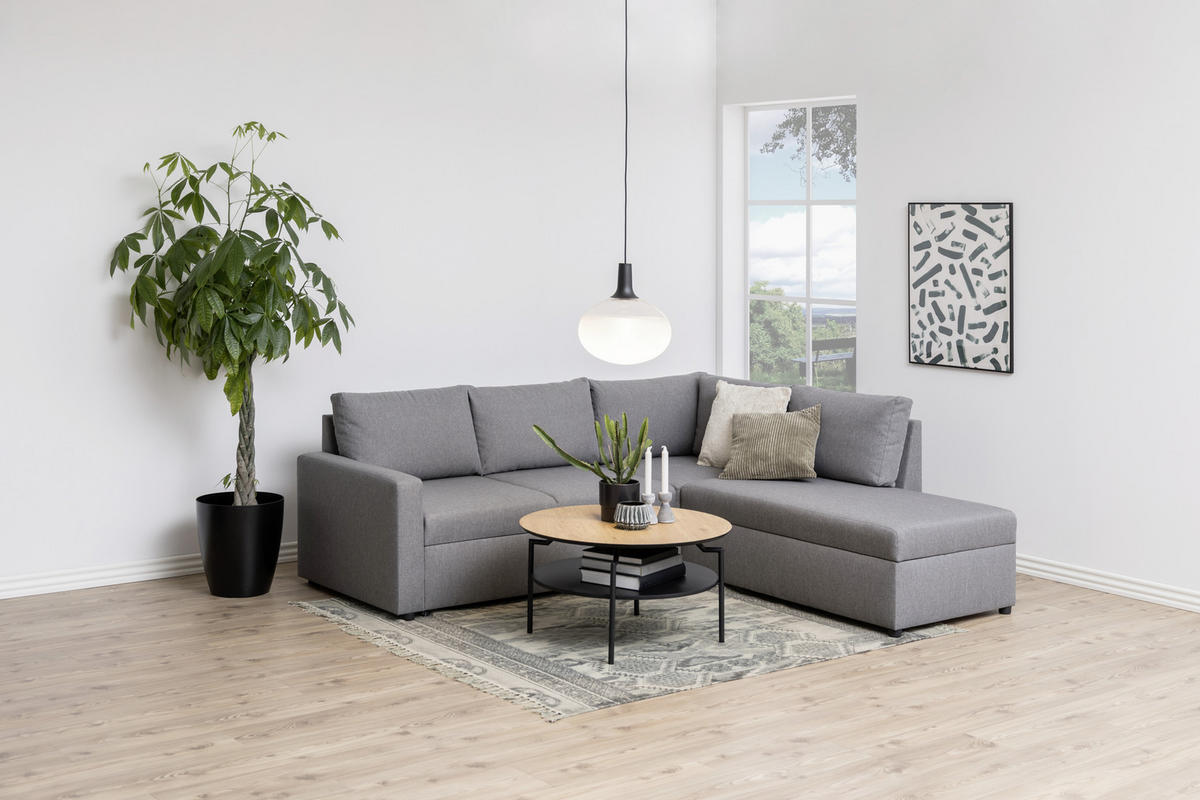 COUCHTISCH in Metall, Holzwerkstoff 80/80/45 cm  - Eichefarben/Schwarz, Trend, Holzwerkstoff/Metall (80/80/45cm) - Livetastic