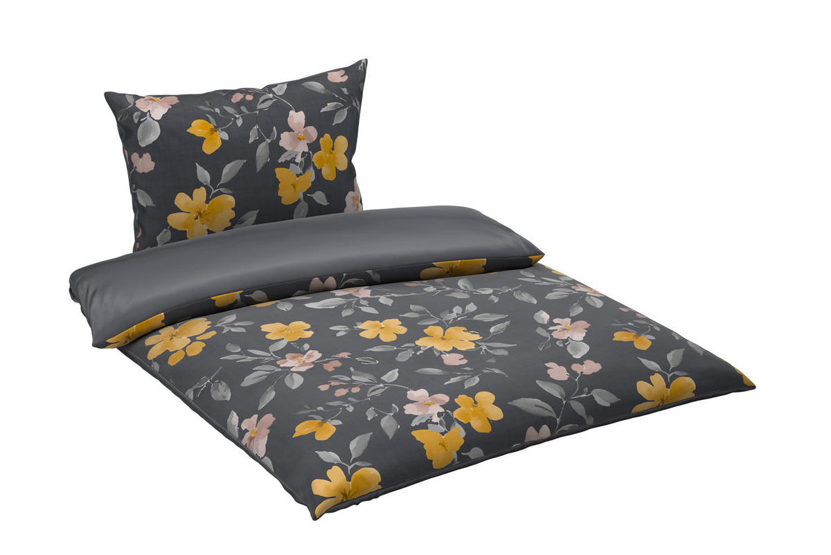 WENDEBETTWÄSCHE Mavie Satin 140/200 cm  - Grau, KONVENTIONELL, Textil (140/200cm) - Novel