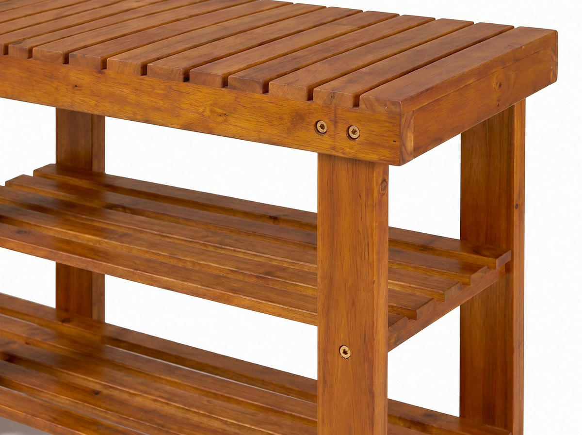 REGÁL NA BOTY, barvy akácie, akácie,  - barvy akácie, Basics, dřevo (90/33/46cm) - Prestige Home