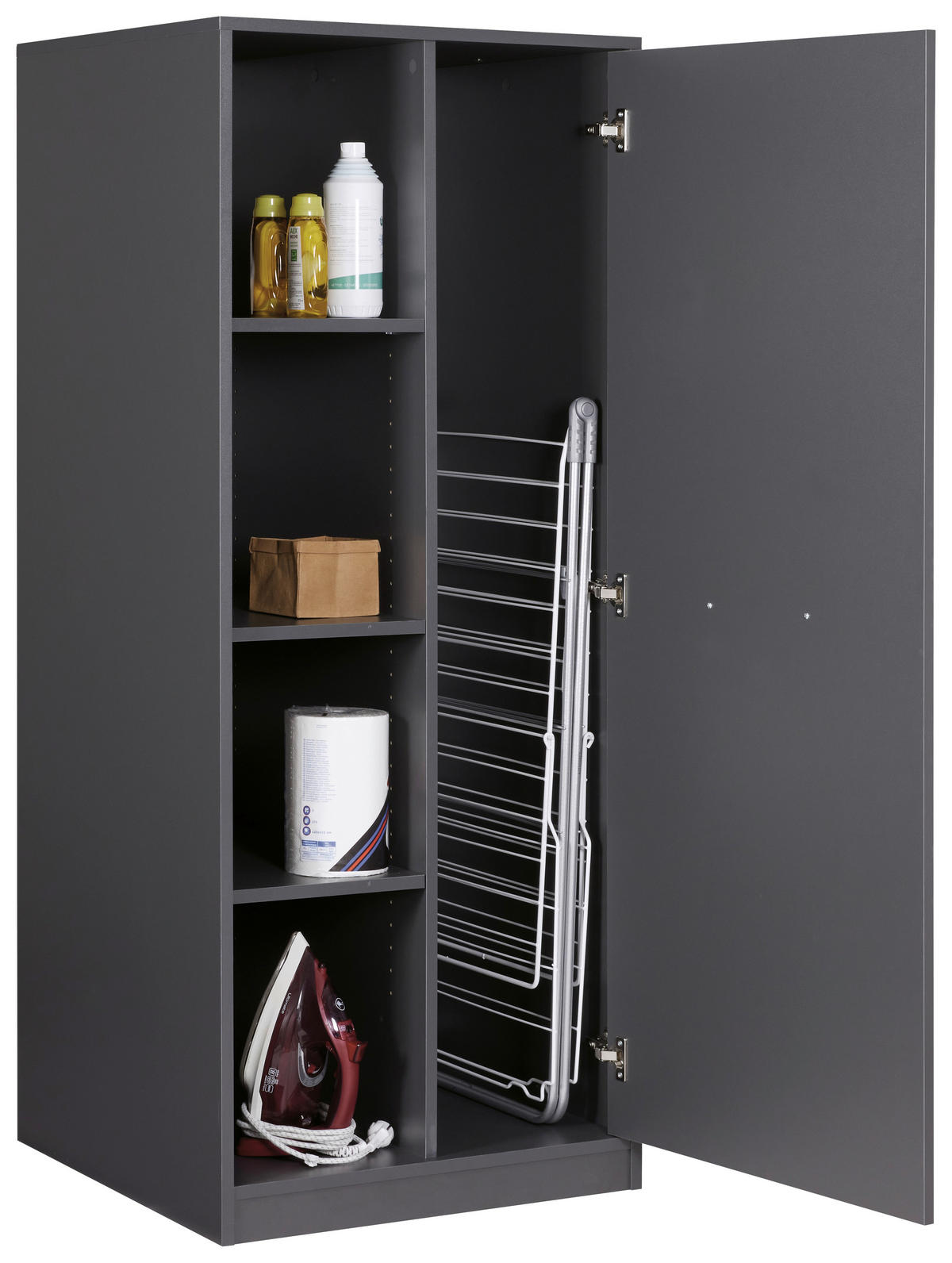 MEHRZWECKSCHRANK 67/164/68 cm  in Anthrazit  - Anthrazit/Schwarz, MODERN, Holzwerkstoff/Metall (67/164/68cm) - home24