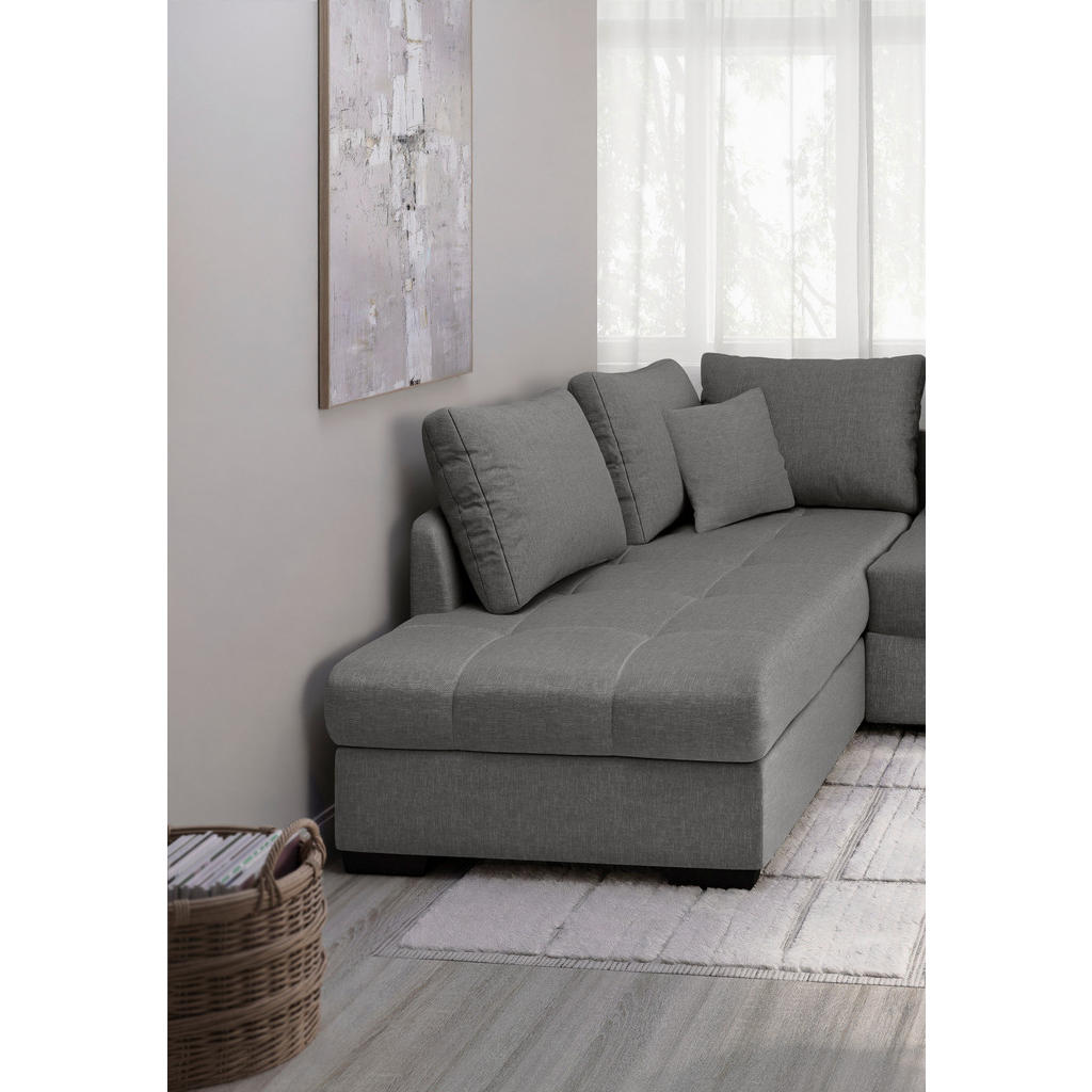 Thumbnail - Mid.you Eckschlafsofa Alvito, Graubraun, Textil, Buche, Uni, 4-Sitzer, Füllung: Schaumstoff, 298x202 cm, Made in EU, Lie...