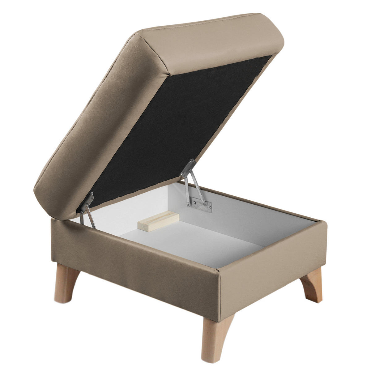 HOCKER in Textil, Leder Hellgrau  - Buchefarben/Hellgrau, Design, Leder/Holz (70/44/60cm) - Livetastic