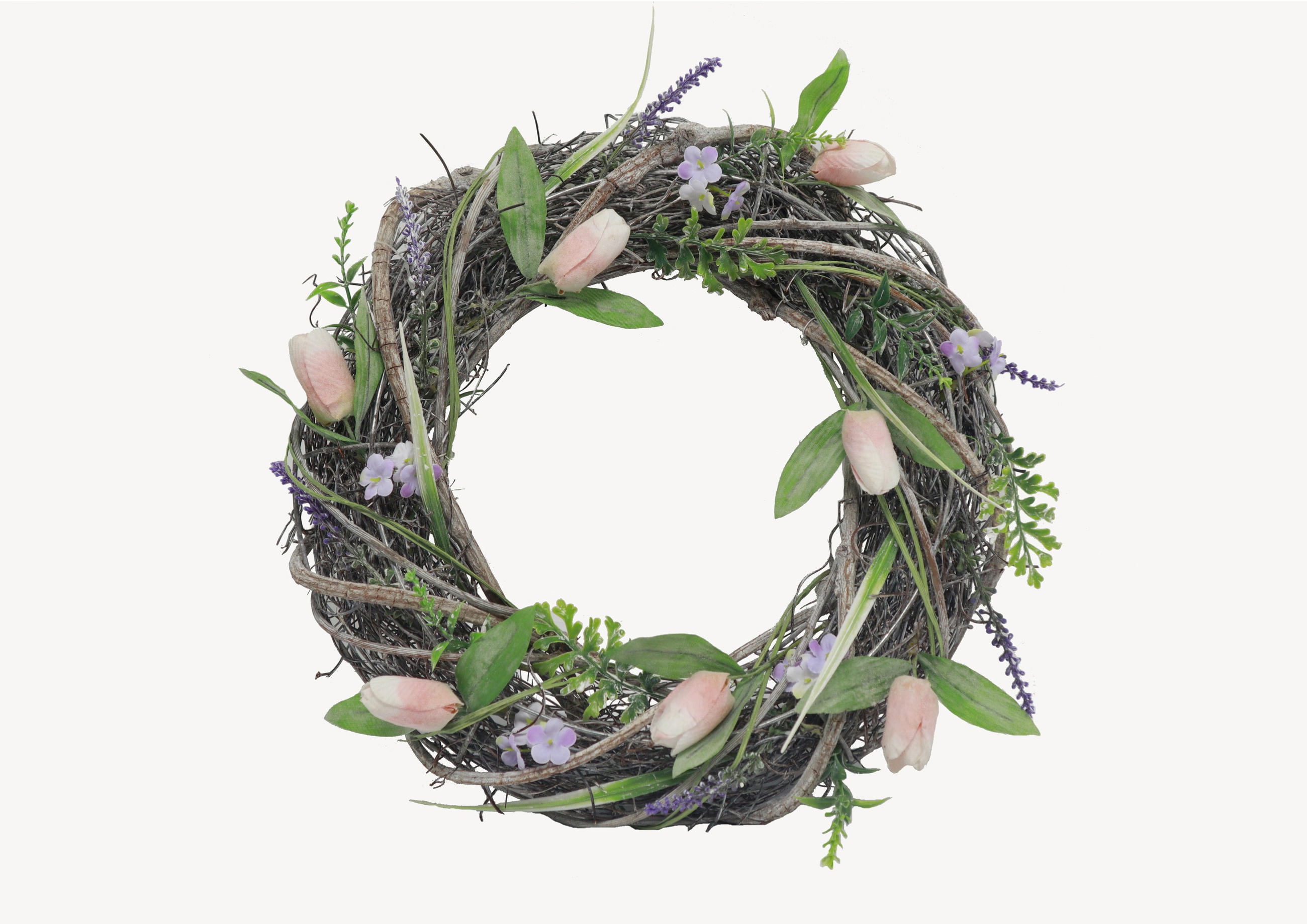 FRÜHLINGSKRANZ  - Pink/Naturfarben, LIFESTYLE, Holz/Kunststoff (33cm)