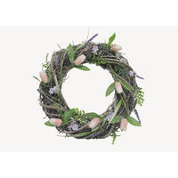 FRÜHLINGSKRANZ  - Pink/Naturfarben, LIFESTYLE, Holz/Kunststoff (33cm)