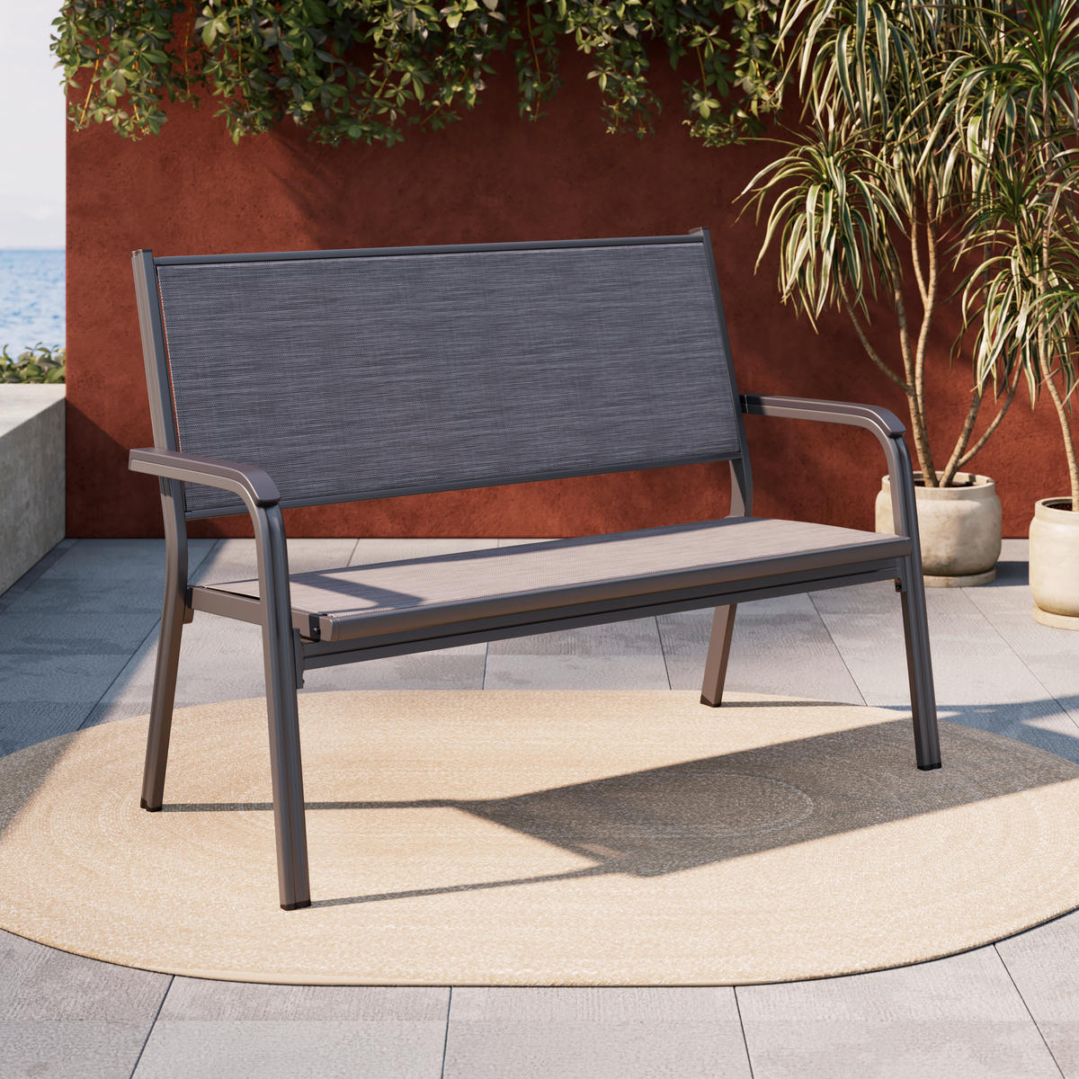 2-SITZER-BANK 137,5/97/67 cm  in Anthrazit, Grau  - Anthrazit/Grau, KONVENTIONELL, Textil/Metall (137,5/97/67cm) - Kettler