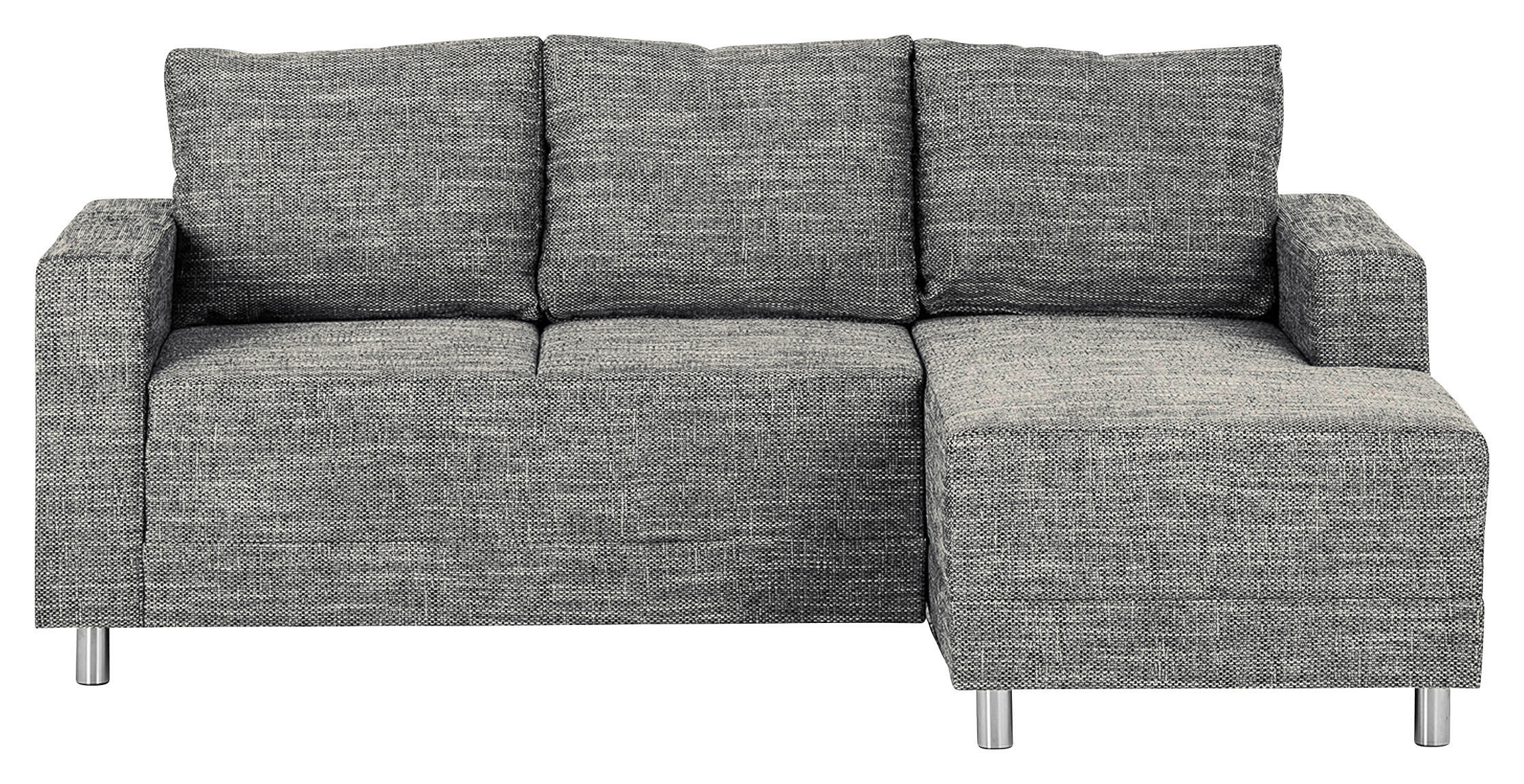 ECKSOFA Grau Struktur  - Chromfarben/Grau, Design, Textil/Metall (200/144cm) - MID.YOU