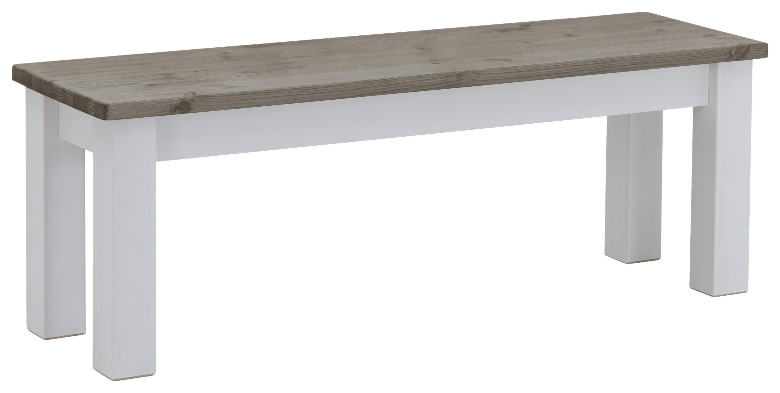 SITZBANK 130/46/40 cm Grau, Weiß Kiefer massiv  - Weiß/Grau, ROMANTIK / LANDHAUS, Holz (130/46/40cm) - Boxxx
