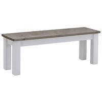 SITZBANK 130/46/40 cm Grau, Weiß Kiefer massiv  - Weiß/Grau, ROMANTIK / LANDHAUS, Holz (130/46/40cm) - Boxxx