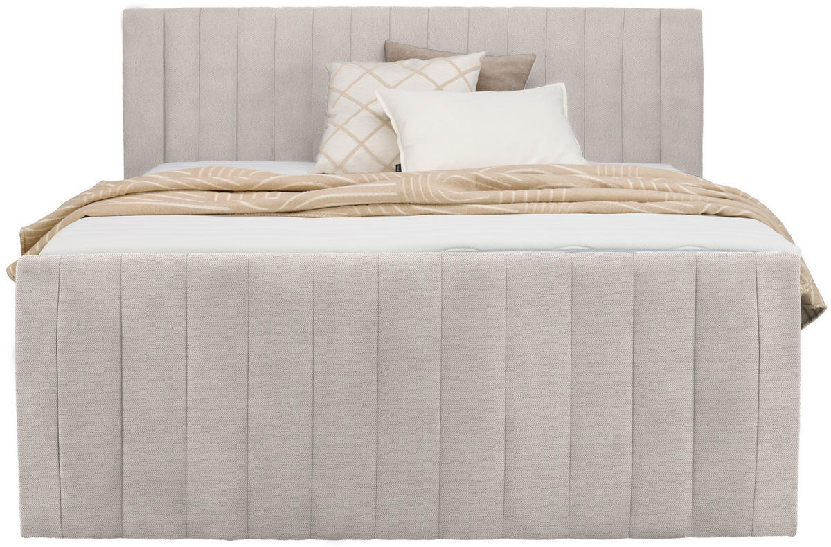 BOXSPRINGBETT 180/200 cm  in Beige  - Beige/Schwarz, KONVENTIONELL, Kunststoff/Textil (180/200cm) - Carryhome