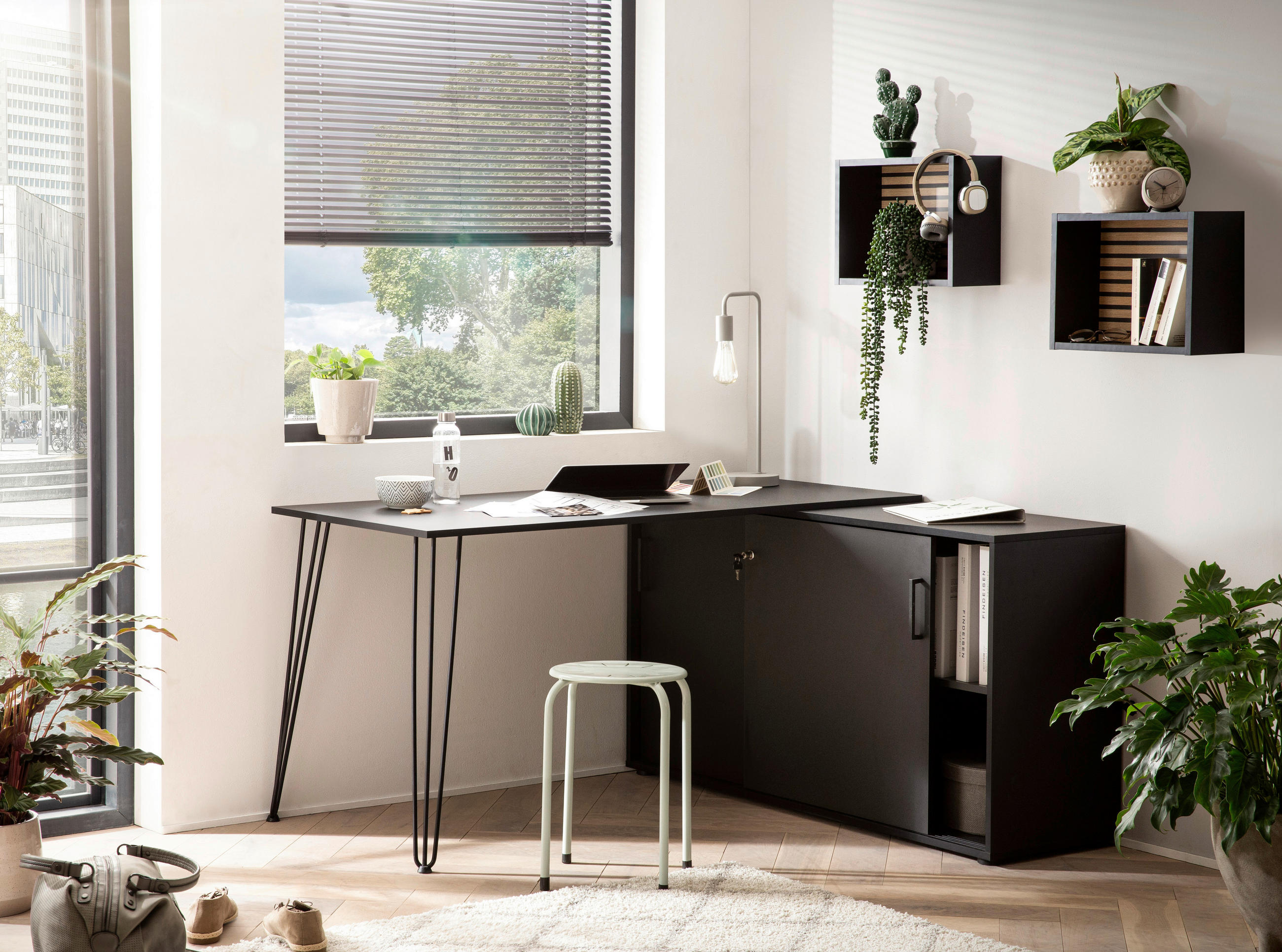 REGAL  40,2/30,2/15,7 cm Schwarz, Eichefarben  - Eichefarben/Schwarz, MODERN, Holzwerkstoff (40,2/30,2/15,7cm) - MID.YOU